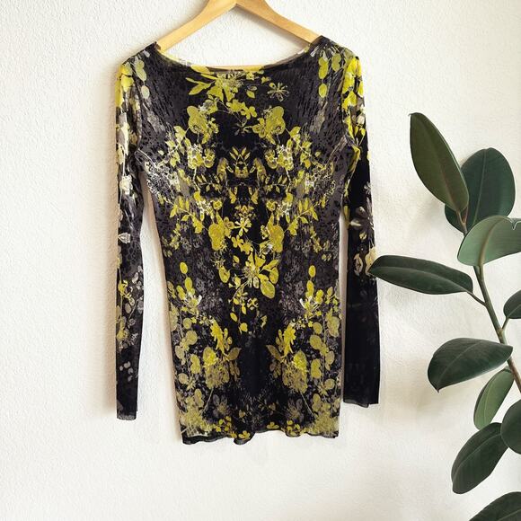 VTG Fuzzi Jean Paul Gaultier Sheer Mesh Floral Top Size 16 Y2K 90s Whimsy Grunge - Picture 4 of 7